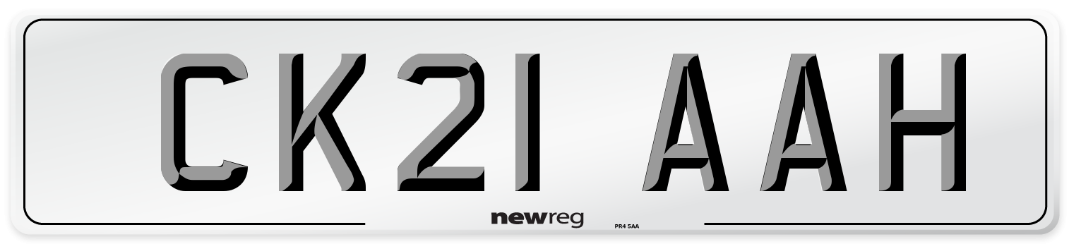 CK21 AAH Number Plate from New Reg